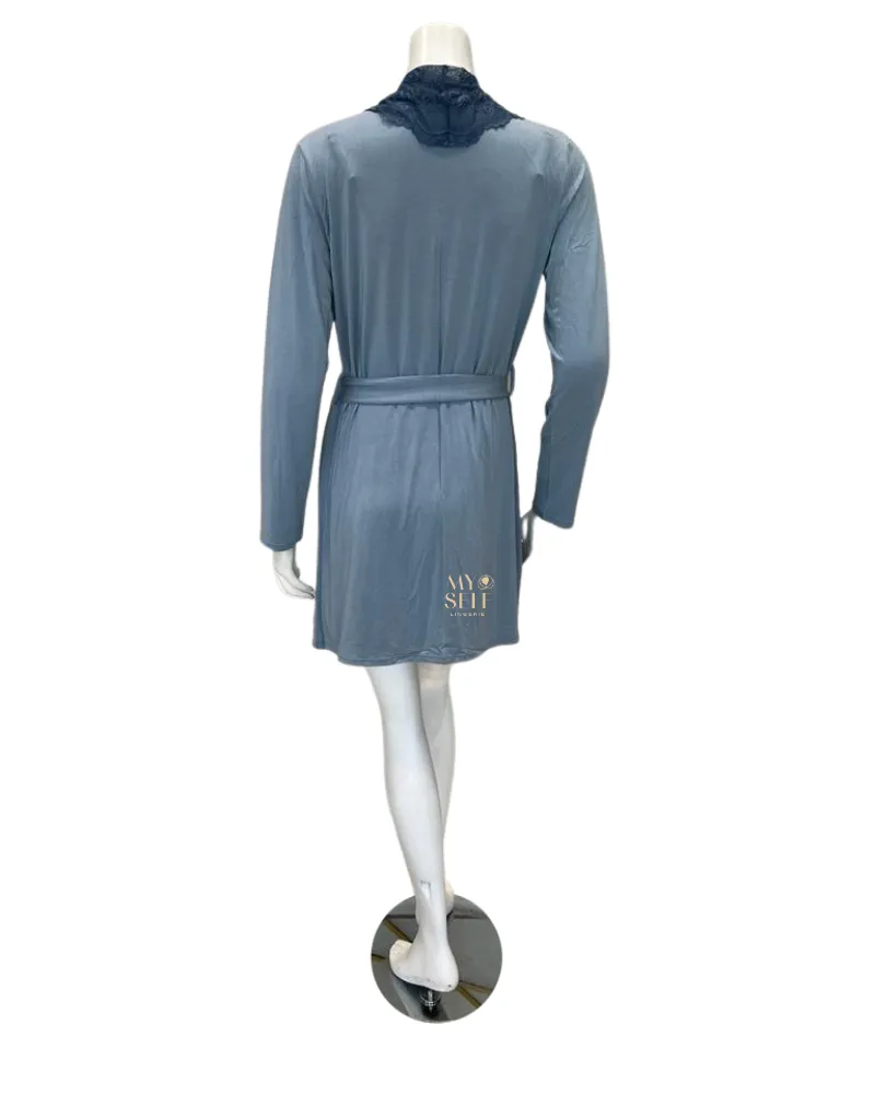 2216-8016-DI Iceberg/Indigo Glaze Lace Modal Chemise & Robe Set
