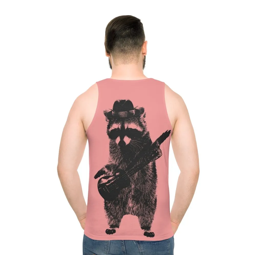 Adorable Raccoon Strumming Ukulele Unisex Tank Top
