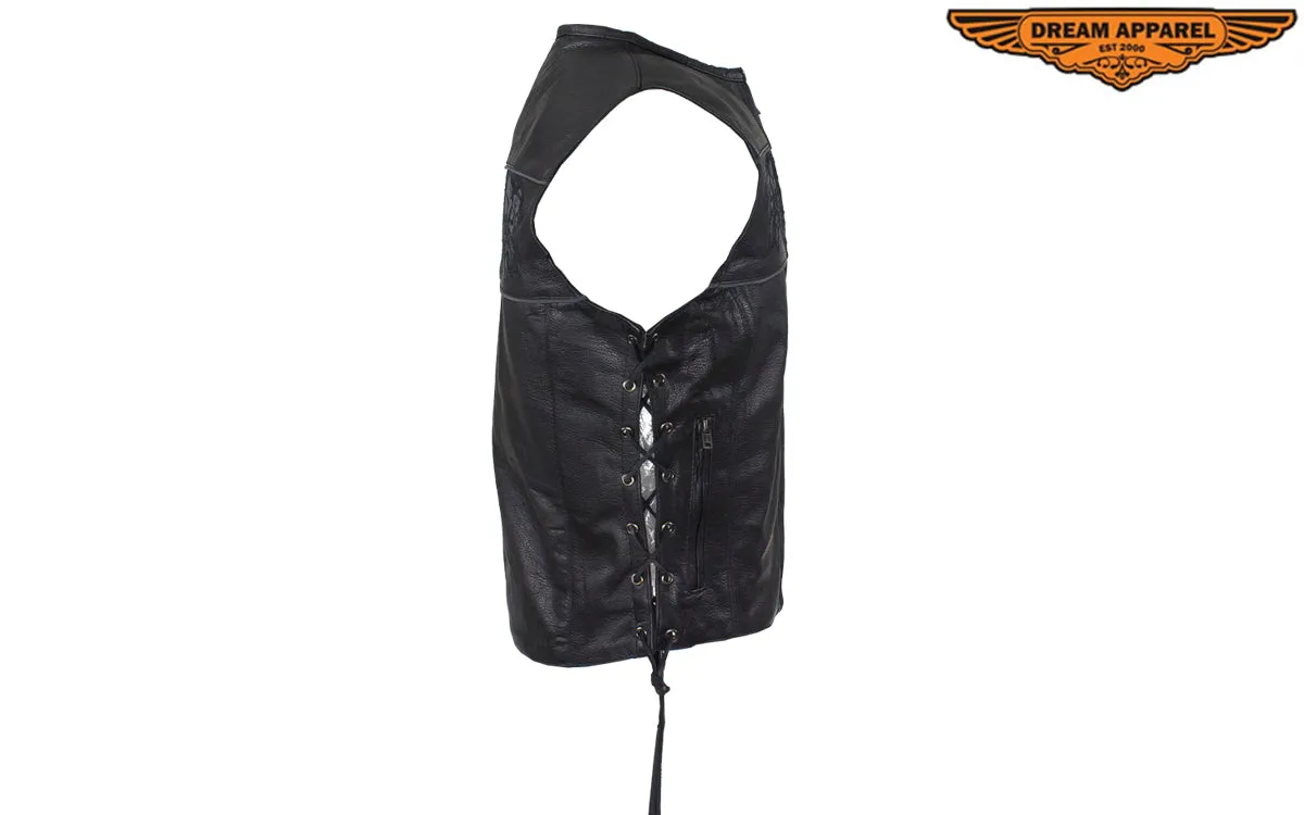 Dream Apparel Womens Motorcycle Vest With Reflective Skulls