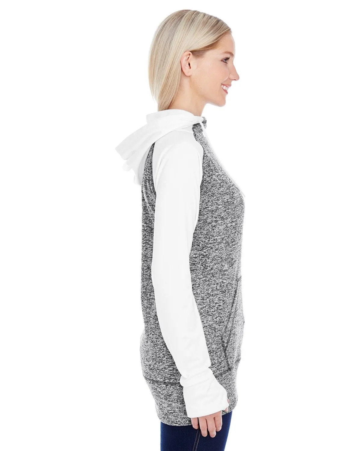 J America JA8618 Ladies' Colorblock Cosmic Hooded Sweatshirt