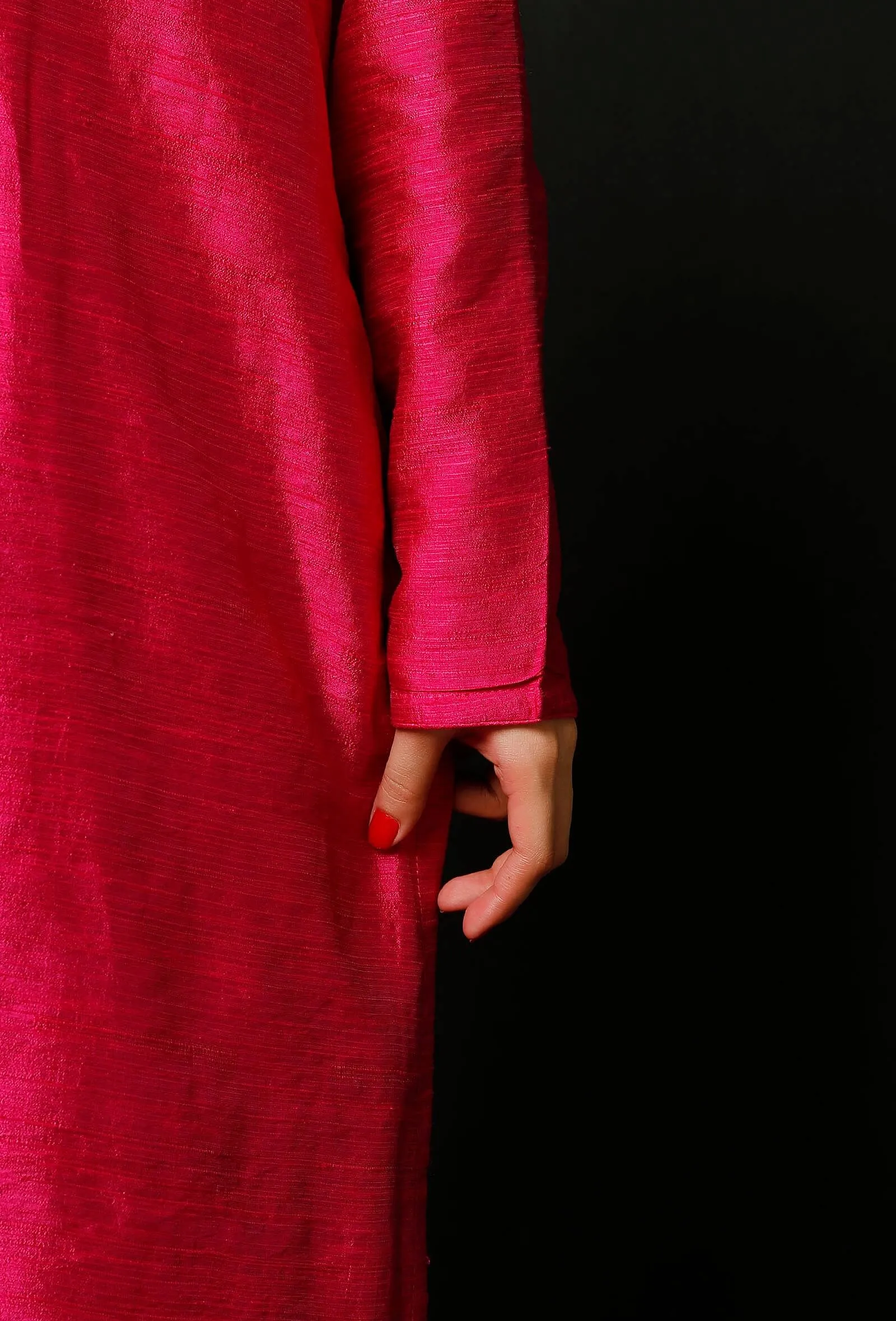 Pink Raw Silk Kurta
