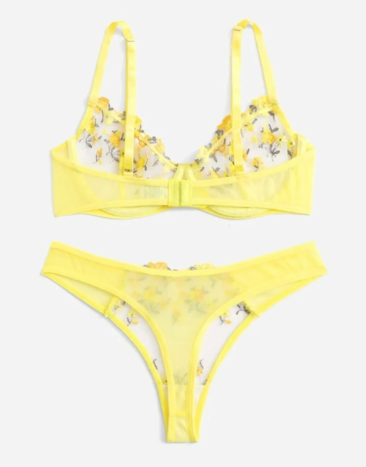 Yellow Floral Lingerie Set